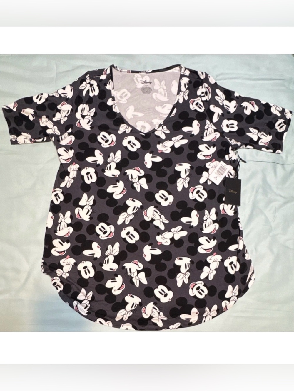 Disney Torrid Mickey Minnie Mouse Cartoon Tunic Top 3X Plus Black Rayon Spandex